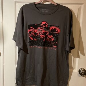 NWOT Men's Black Death Cab For Cutie Graphic Band Tee with Pink Floral Print